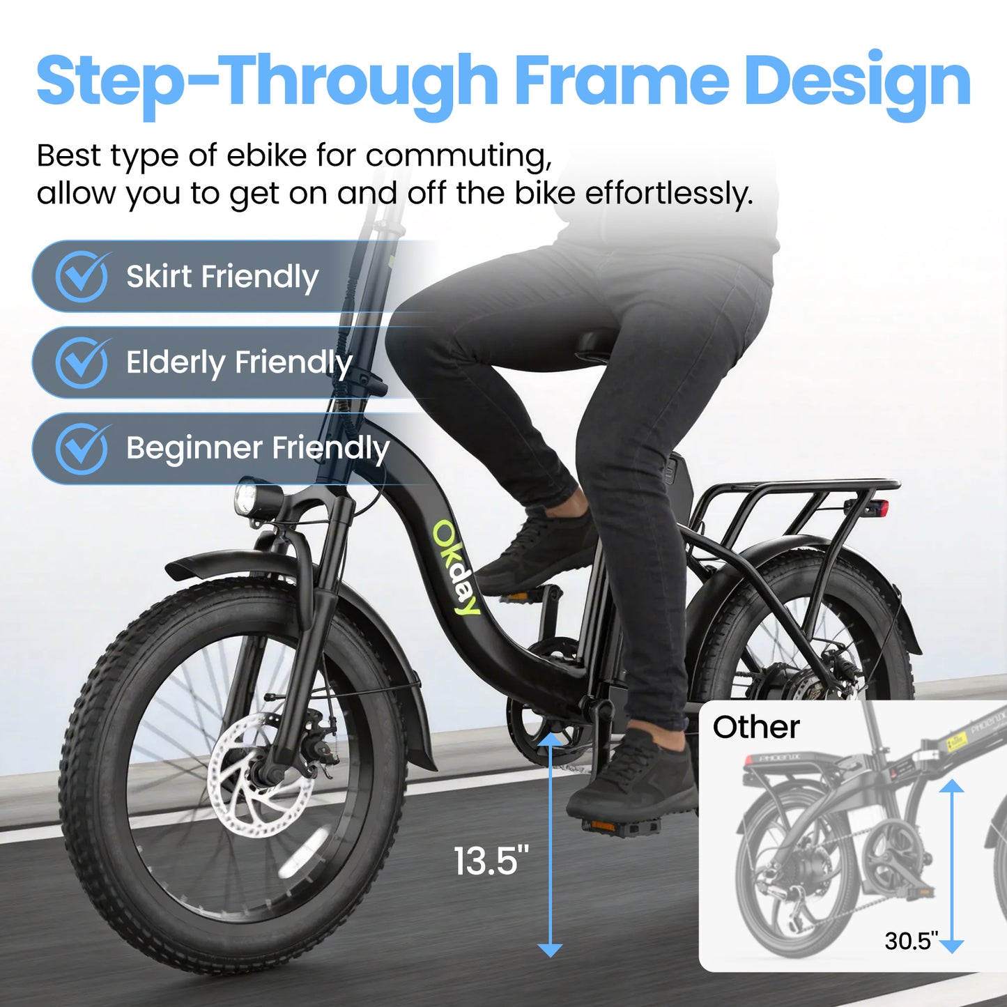 Okday City 1200W Step-Thru Fat Tire Electric Bike
